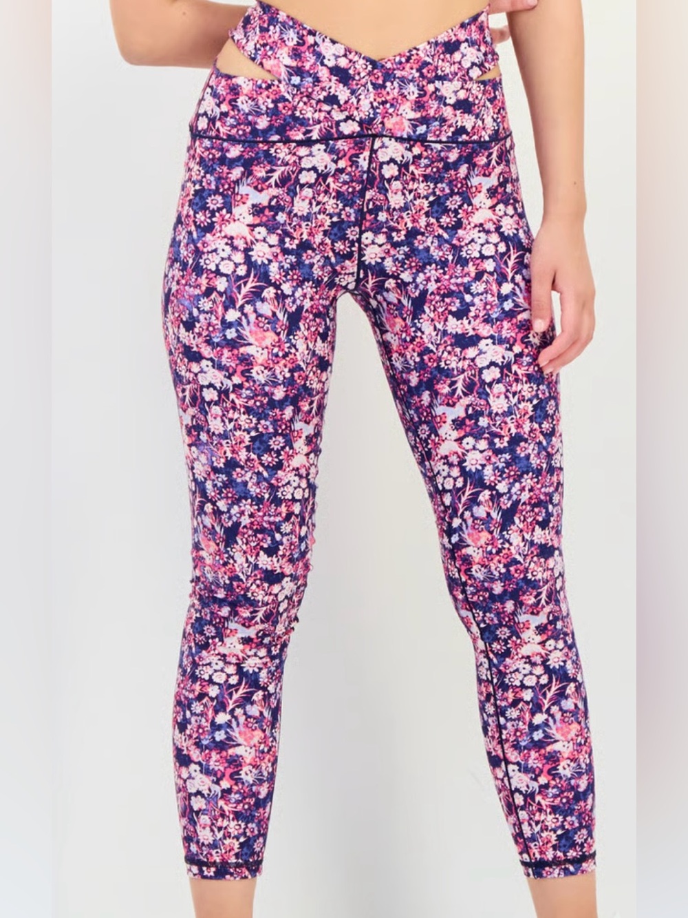 Aerie Floral Print Women's Leggings Jeans - Pink & Navy